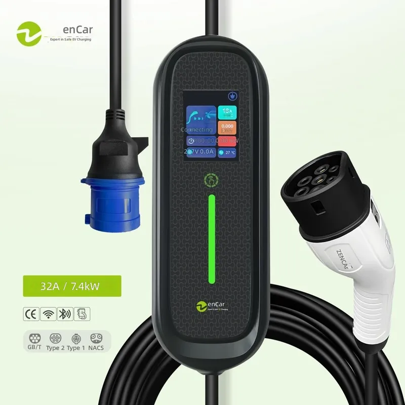 Portable Ev Charger 32A Type 2 Cee Plug - 7kW 32A Typ 2 Tragbares EV-Ladegerät