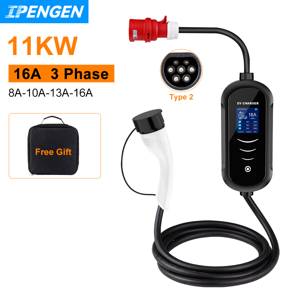 Ipengen 11kw 16a 3 phase ev tr – Portable Ev Charger 32A Type 2 Cee Plug Bewertung und Preis